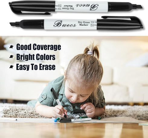 Black Dry Erase Markers, Low-Odor, 108 Count, Chisel Tip for Writing on Whiteboards, School Office Supplies