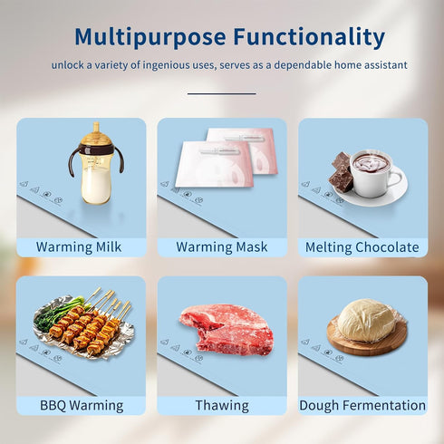 Ruyyi 3 4 Settings,Waterproof 60x40CM) Fast Heating Warming Mat for Food with Temperature and Timer Fexible Silicone