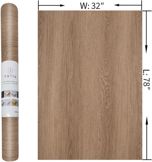 32x78inch TOTIO Wide Walnut Wood Wallpaper Peel and Stick Light Brown Wood Grain Vinyl Wrap Walnut Oak Textured Contact