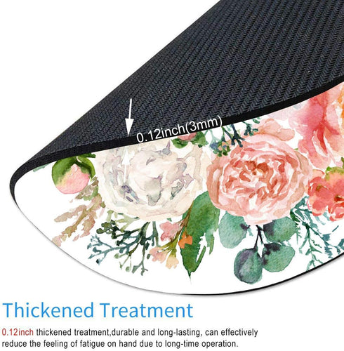 Smooffly Watercolor Floral Round Mouse Pad, Bright Pink Vivid Flowers, Non-Slip Rubber for Computers
