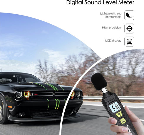 30dB 130dB Decibel Meter, Tadeto Digital Sound Level Meter Portable SPL Meter to MAX Data Hold with LCD Display