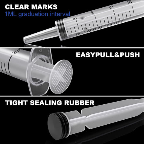 2 Pack 350ml Plastic Syringe, Large Sterile Catheter Tip with Tip Cap Adapter, Soft Tube for Scientific Labs, Pet