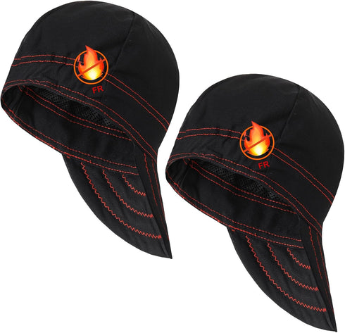 Yunsailing 2 Pcs Reversible Flame Resistant Welding Caps, Elastic Cotton Short Crown Hats for Men Women