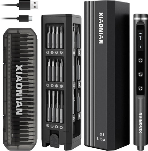 XIAONIAN 3.7V Precision Electric Screwdriver Set,76 IN 1 Mini Electric Screwdriver Cordless Set