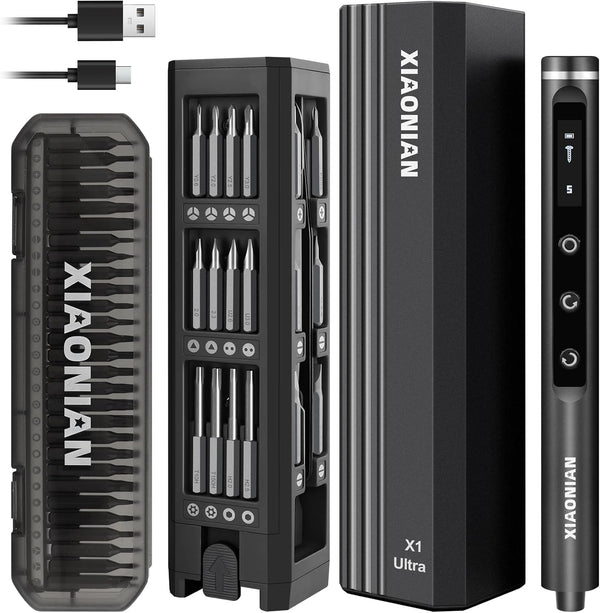 XIAONIAN 3.7V Precision Electric Screwdriver Set,76 IN 1 Mini Electric Screwdriver Cordless Set