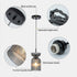 Gmrhndy E26 Glass Pendant Light, Ribbed Smoke Gray Glass Hanging Light with Adjustable Cord, Modern Pendant Light
