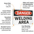 SmartSign "Danger Safety - Welding Area" Sign, 7" x 10", Aluminum
