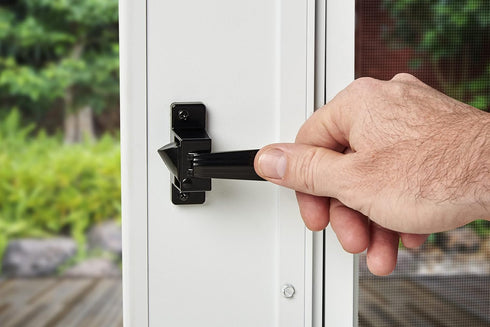 Wright Products Colonial Tie Down Push Button Door Latch, Black, for Screen and Storm Doors