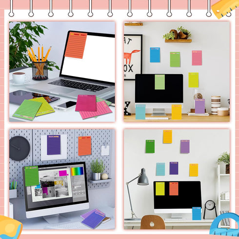 Yinder 24 Pcs Inspirational Sticky Notes with Lines, 4 x 6 Inch Motivational Notepads, Colorful Positive Gifts