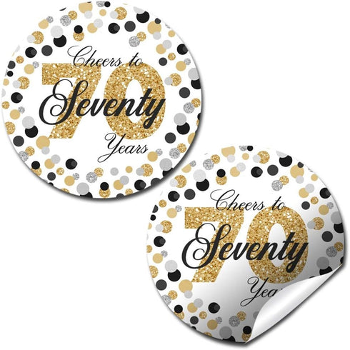 Cheers to 70 Years Party Sticker Labels, 40 2" Circle Stickers by AmandaCreation for Party Favors
