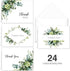 Lush Greenery Thank You Notes, 24 Cards with White Envelopes, 4 Green Floral Designs, 3 1/2" x 4 7/8"