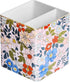 Ceramic Pen Pencil Holder, Makeup Brush Organizer with 2 Compartments, Floral Multi-functional Storage Caddy, Pink