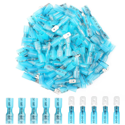 200 Pcs Heat Shrink Spade Connectors, Male and Female Spade Connectors, Insulated Quick Disconnect Electrical Terminals