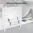Clamp-on Desk Pegboard, Steel Desktop Organizer, Magnetic Metal Peg Board for Gaming & Office, No-Drill, White
