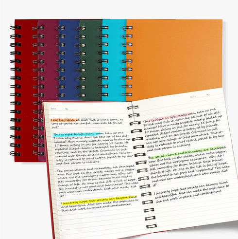 EOOUT 6pcs Hardcover Spiral Notebook, College Ruled, 5.5x8.5 Inches, 100GSM Thick Paper, Assorted Jewel Tone Colors