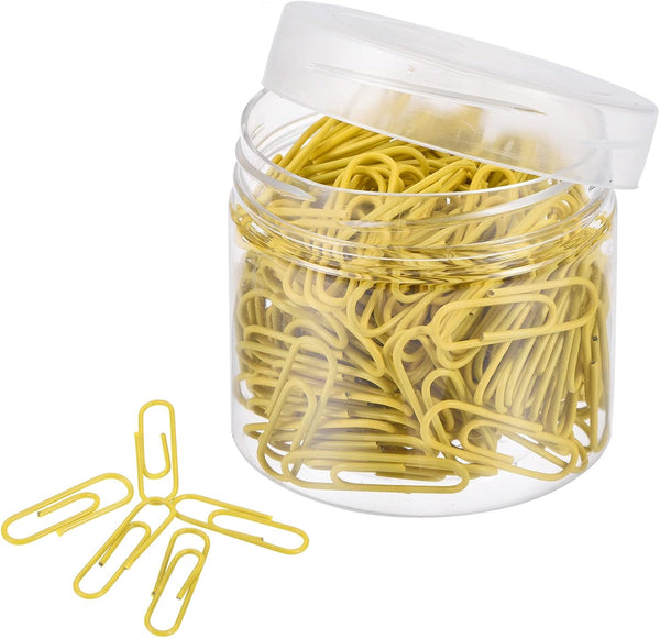 MECCANIXITY Paper Clips - Small Size 1.1 Inch Vinyl Coated - 200 Count for Organize Office Home Yellow