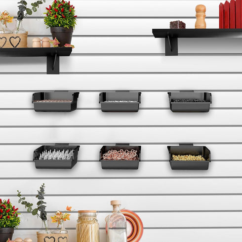 BeapTcely 12 Pack (12, Slatwall Bins with Hooks Plastic Slatwall Organizer Slatwall Containers Workbench Bins for Slat
