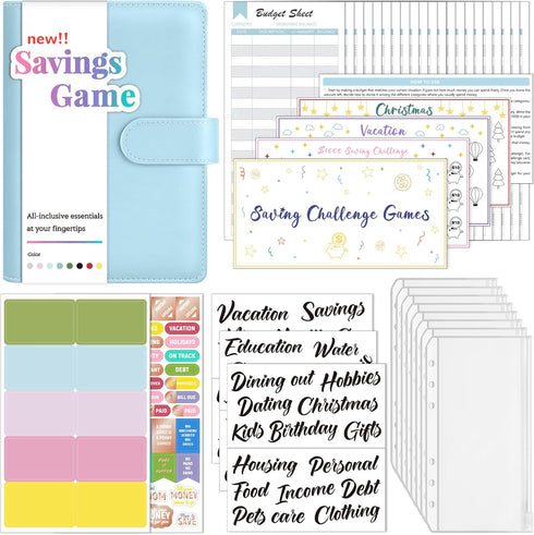 Sooez Budget Binder with Cash Envelopes, Money Saving Challenge, Expense Sheets, Challenge Tracker & Category Labels,