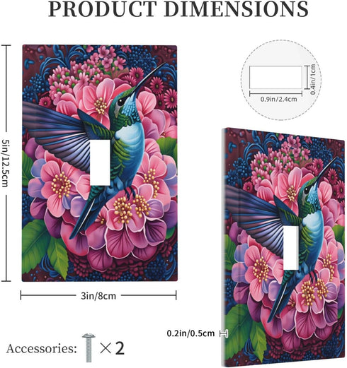 HTSAHKV Hummingbird 3 5 Inch Floral Wall Plate Light Switch Cover Single Gang Outlet Faceplate Print Plate Cover X