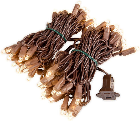 70 24 Commercial 21 Sets Warm White Wide Angle LED Mini Lights on Brown Wire Ft Grade Christmas String Lights, Full