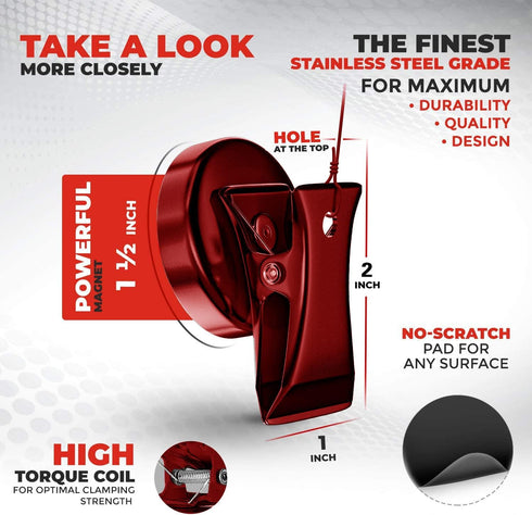 Force Magnet - Magnetic Clips Pack of 10, Premium Quality Super Strength Clips with Anti Scratch Pads