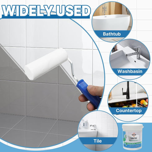 35oz,Water 50-55sq.ft (35OZ, Oz, 35) Tub and Tile Refinishing Kit Based&Low Odor Bathtub Paint White,Bathroom Tile