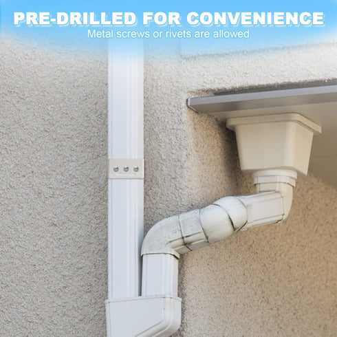 Downspout Adapter Gutter Pipe Clip Hidden Bracket Set of 2, 2x3, White