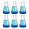 HUAOU 50ml Glass Erlenmeyer Flask Set, Narrow Mouth Graduated, 3.3 Borosilicate Glass, Pack of 6