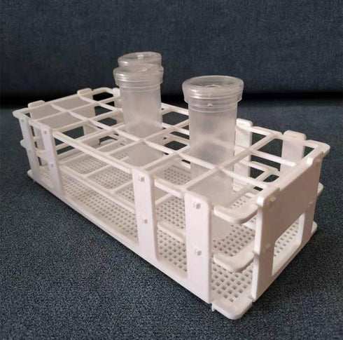 3 Packs Plastic Test Tube Rack, 21 Holes Holder for 30mm Test Tubes, White, Detachable