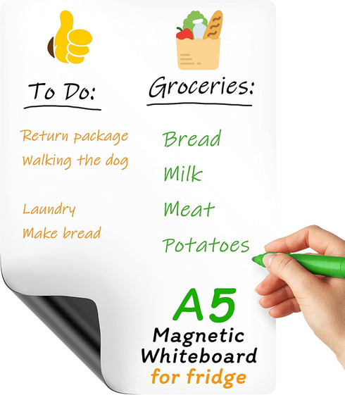 Small Dry Erase White Board, Magnetic for Fridge, A5 Size (5.5?8 Inch), Grocery List, Mini White Board Refrigerator
