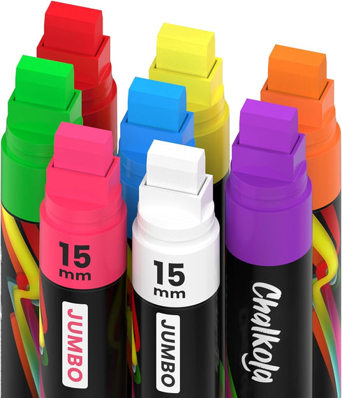 8 Washable Window Markers for Cars - 15mm Jumbo, 3 in 1