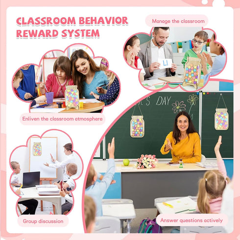 clelize 2 Pack 2) Star Reward Jar System, Magnetic Reward Jar, Star & Heart Reward Jars for Kids, Reward Chart