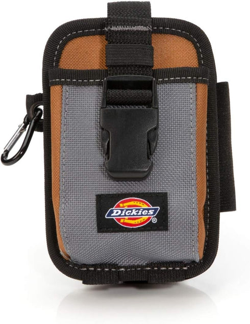 Dickies 2-Compartment Large Phone Pouch - Universal-fit Steel Clip for Tool Belt, Security Strap Over Phone