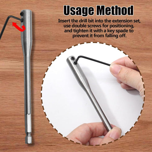 ISDVBUY 8 Packs Sets, 12 Inch High Carbon Steel Drill Bit Drill Extension Bits Holder Wood Spade Bit Wrench Key, Drill