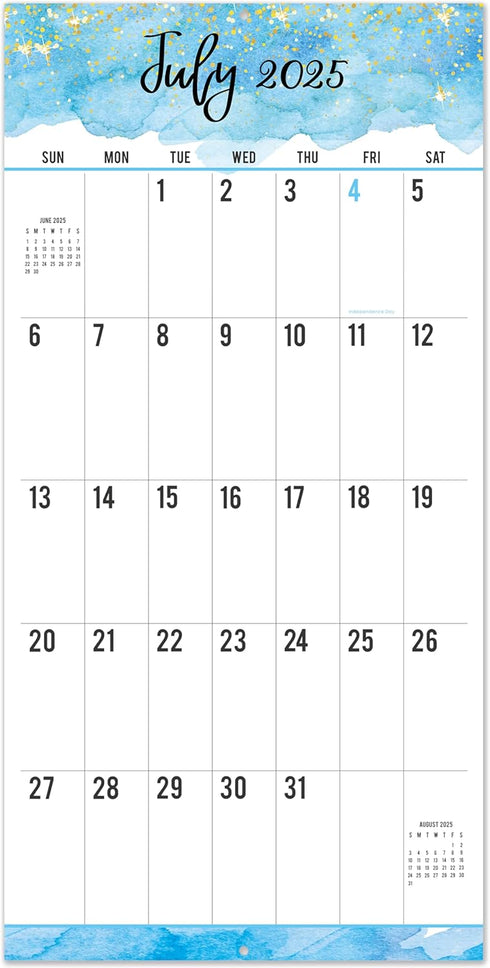 Wall Calendar 2025-2026, 18-Month Monthly Calendar, Jul. 2025 - Dec. 2026, Large Print, 12" x 24"