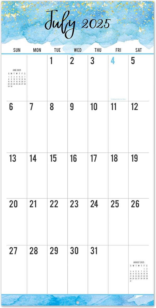 Wall Calendar 2025-2026, 18-Month Monthly Calendar, Jul. 2025 - Dec. 2026, Large Print, 12" x 24"