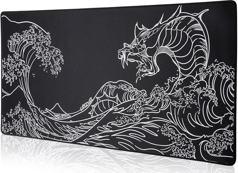 Japanese Sea Wave Waterproof Mouse Pad, Large Anti-Slip Keyboard Pad, Extended Kanagawa Desk Mat for Gamer, Office &