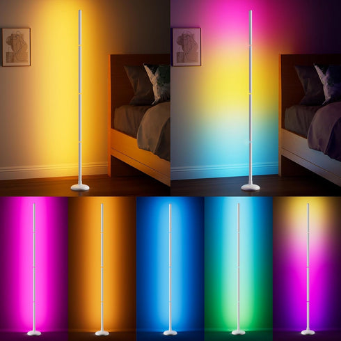 Room(White,1pack) TJOY Smart Floor Lamp for Atmosphere Decoration, RGB Corner Lamp with Music Sync, Crystal Joint
