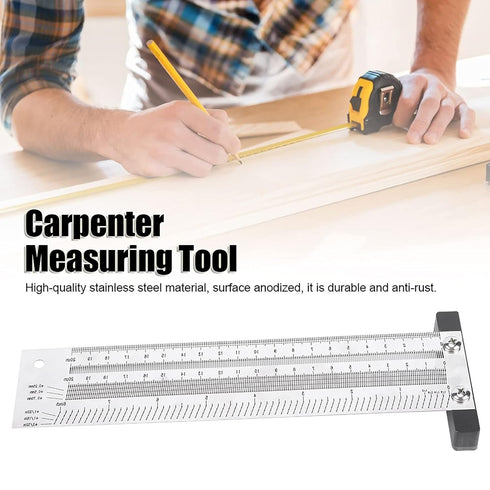 T Type Marking Ruler Hole Ruler for Woodworking, 8 Inch Carpenter Line Gauge Measuring Tool