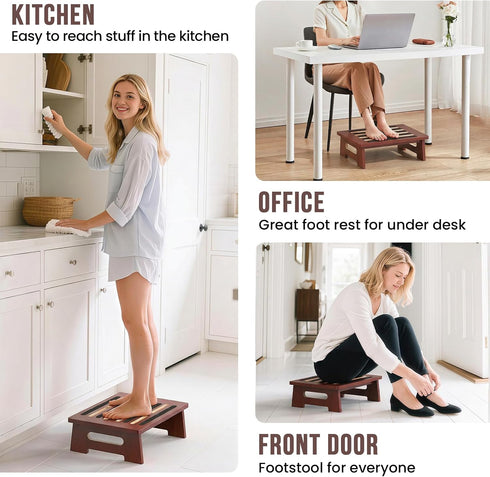 Woodever 450 LBS, One Step Stool for Adults Seniors Kids with Non-Slip Surface, Wood Stepping Stools for High Bed