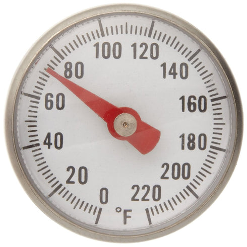 Supco ST02 Stainless Steel Pocket Dial Thermometer, 5" Stem, 1" Dial, 0 to 220 Degrees F