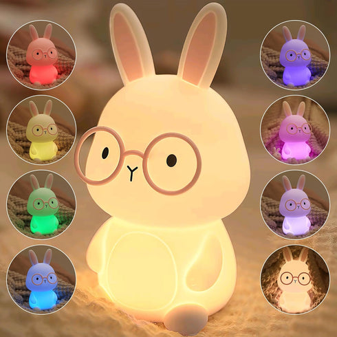 FAMIDUO Bunny Night Light, Rabbit Lamp for Kids, Rechargeable LED Nightlight for