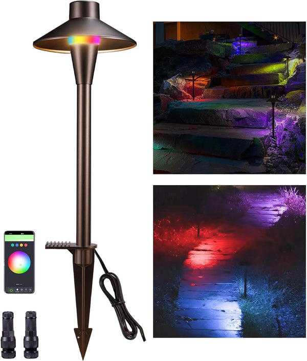 Chrisrmas Smart Path Lights Low Voltage, RGBCW Color Changing Pathway Light 12V,