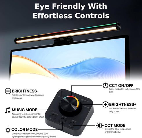 17" 15 3 Dimming, Hive Vibes Monitor Light Bar with Colors RGB Backlight, Wireless Remote and App Control, Colors