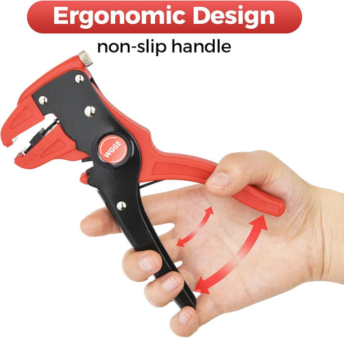 WGGE Automatic Wire Stripper and Cutter, 2 IN 1 Tool for 10-24 AWG Electrical Cable Stripping, Eagle Nose Pliers
