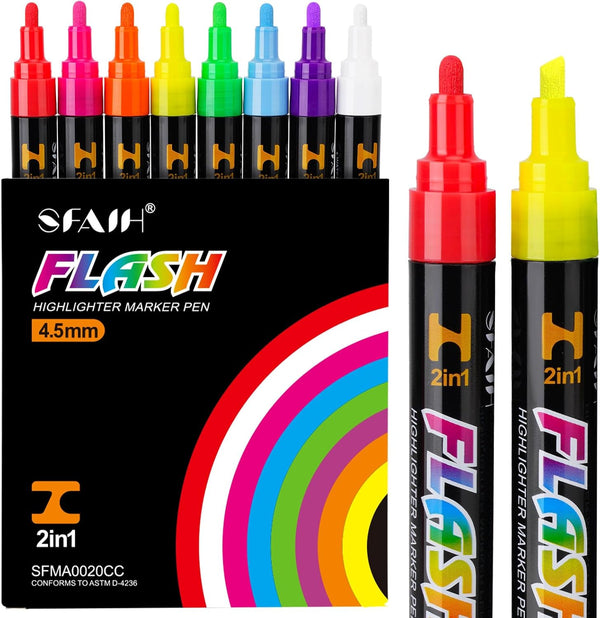 Liquid Chalk Markers Erasable, 8 Vibrant Chalkboard Markers with 4.5mm Reversible Tips for Kids and Adults