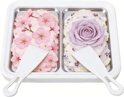 304 Frozen Rolled Ice Cream Maker, Stainless Steel Dessert Machine for Yogurt Gelato Sorbet with Efficient Cooling