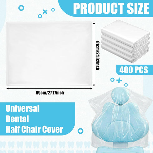 ForraFun 400 27" 24" Pcs x Disposable Dental Half Chair Covers for Backrest, Headrest, Clear Waterproof Protection