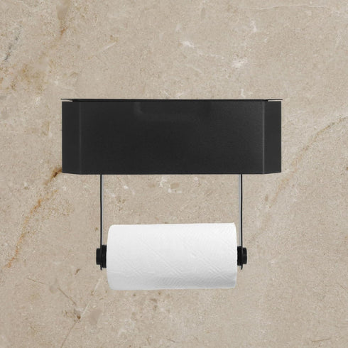PRETYZOOM Stainless Steel Toilet Paper Holder with Tissue Box Wall-Mounted Wipe Holder for Bathroom and Kitchen, Square