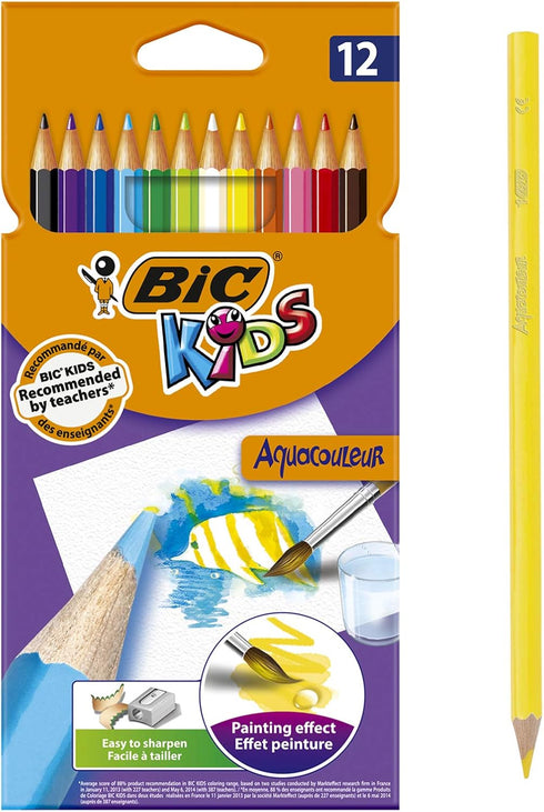 Bic Kids Aquacouleur Colouring Pencils, 12 Pack